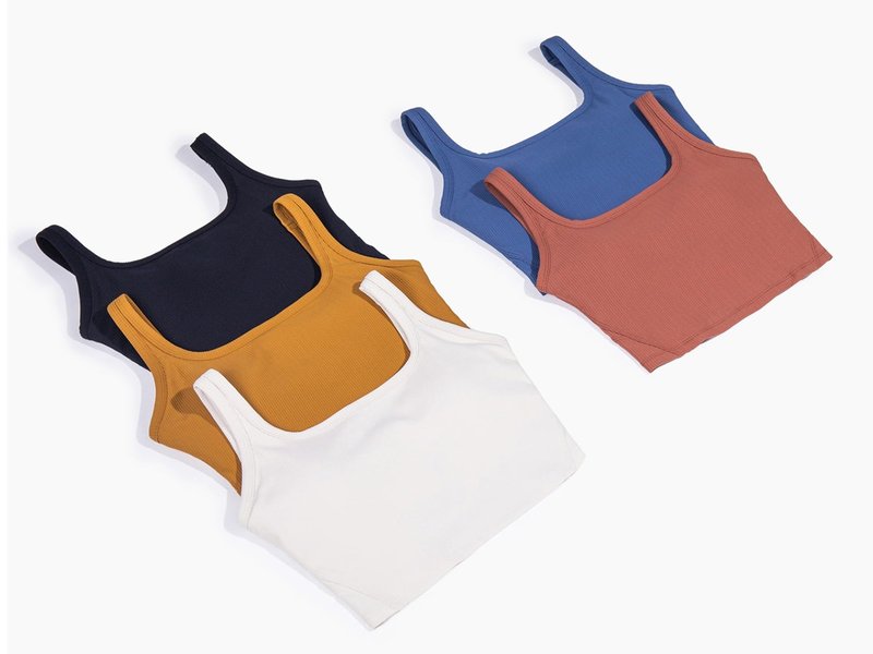 Chilylori Women's Seamless Sports Bra Workout Crop Top Ribbed Padded Longline Wirefree Medium Support Tank Tops Fitness Bras Top Workout Tops for Women Sports Bra Blue M
