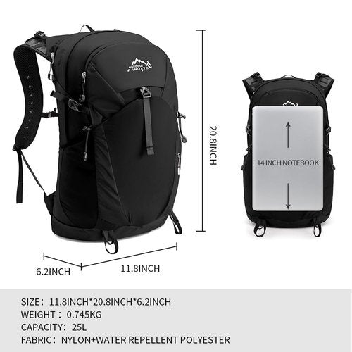 IX INOXTO Hiking Hydration Backpack with 3l Water Bladder for Women and Men 25L Water Backpack for Hiking, Cycling, Running, Climbing, Camping (Orange) (Black)