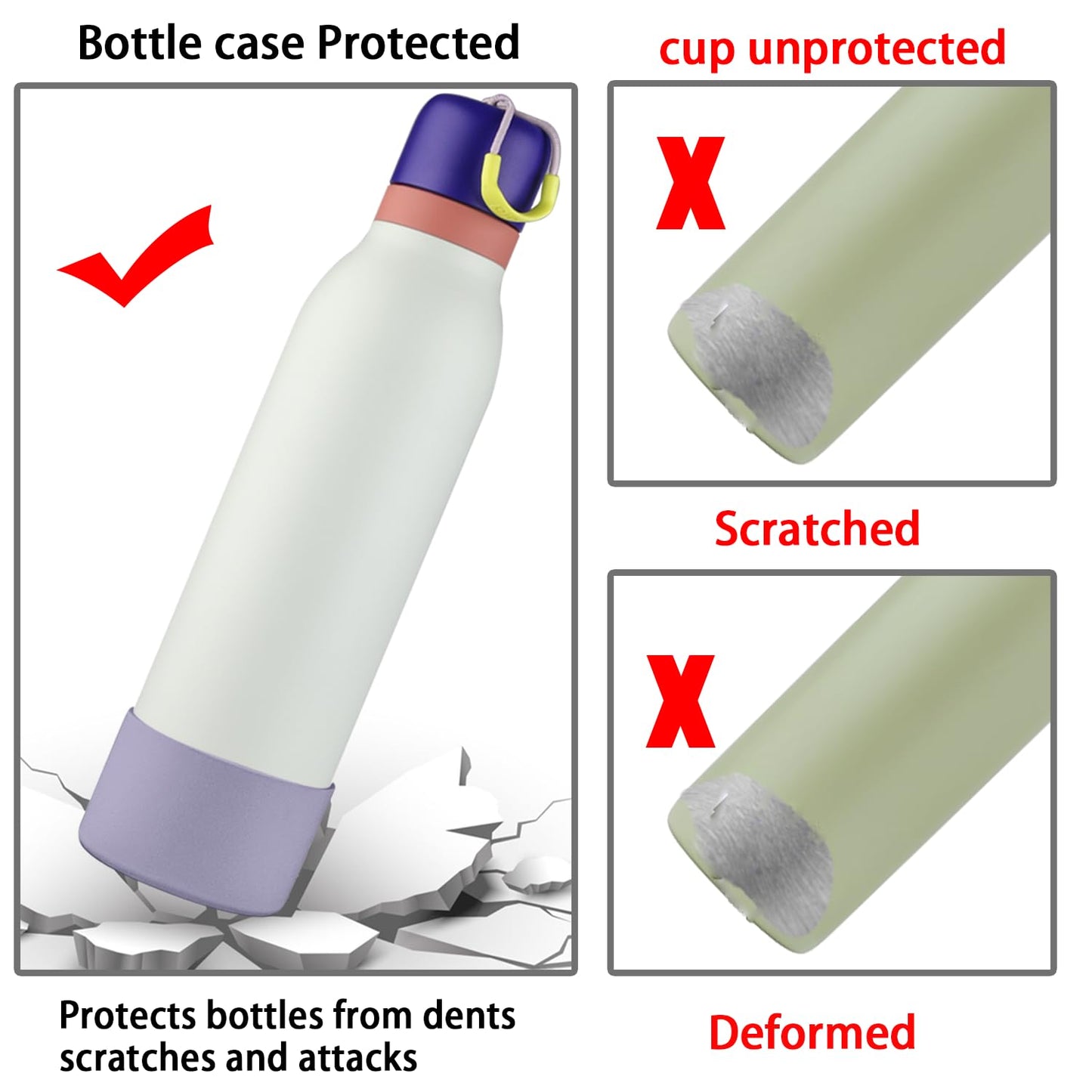2pcs Silicone Boot for Owala FreeSip Twist Water Bottle 24oz,Applicable Anti-Slip Protective Sleeve for Owala FreeSip Twist,Anti-Slip Bottom Protective for Owala FreeSip Twist (Purple)