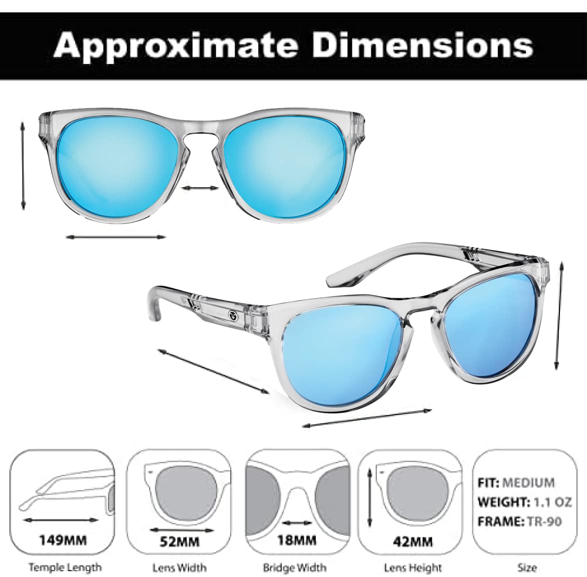 Flying Fisherman Breakers Classic Polarized Sunglasses, Gray-Blue/Blue, Medium