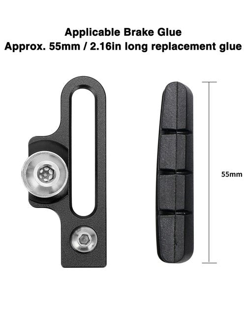 ZLXHDL Bike Brake Pads,2pcs Mountain Bike Brake Pads Aluminum Alloy Extension C Caliper Adapter for 55mm / 2.16in Long Replacement Glue(Black)