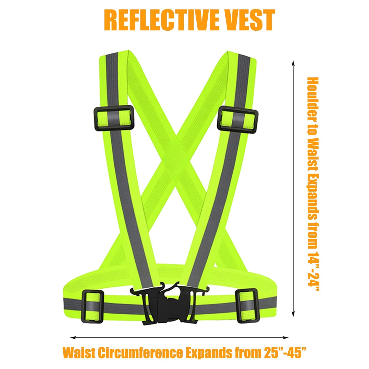 2Pack Reflective Vest Running Gear, Safety VES Adjustable High Visibility for Night Cycling, Highking, Dog Walking, Jogging (Green+Green)