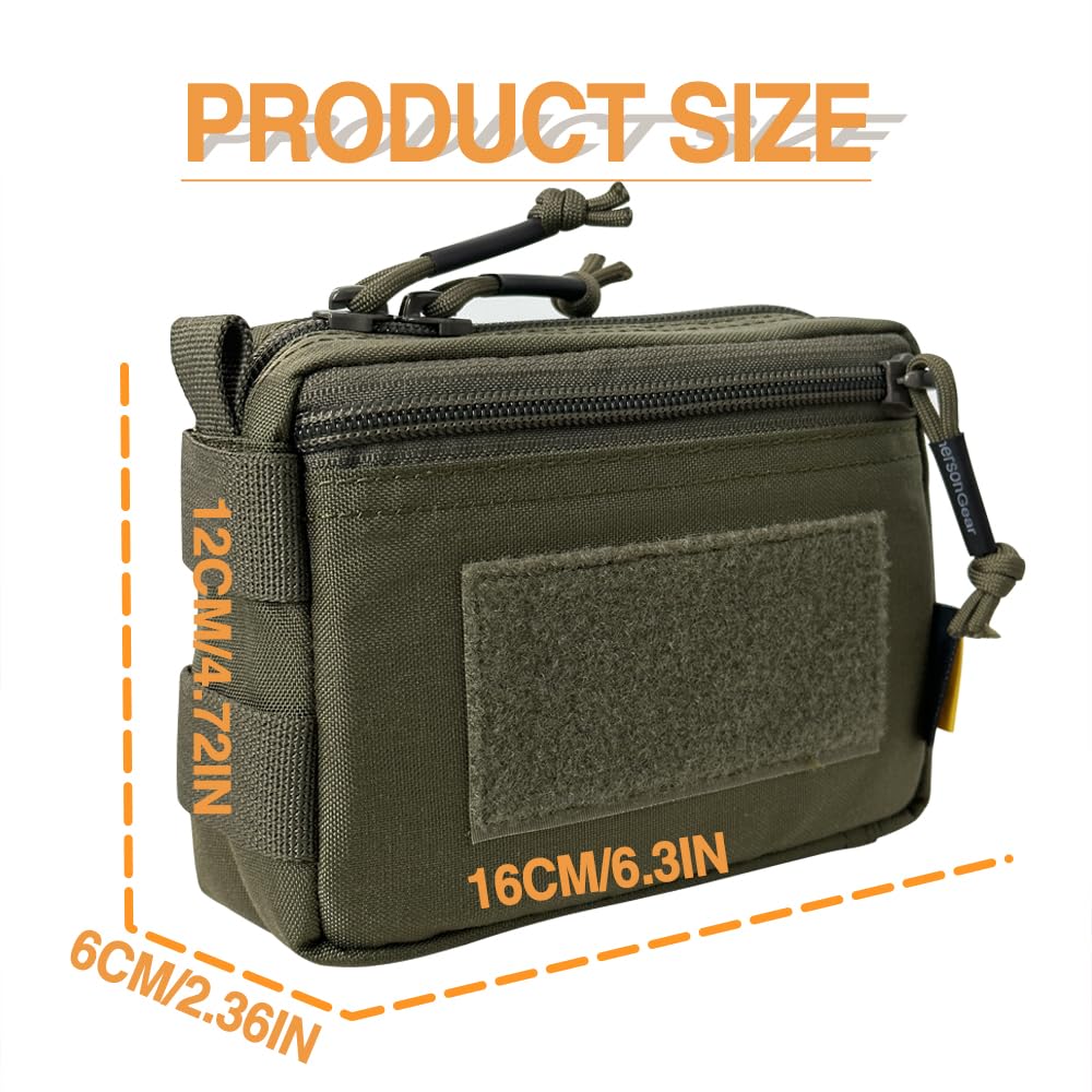 500D Nylon Tactical Molle Admin Pouch Plug-in Debris Waist Bag Tactical Vest Molle Expanding Equipment Bag Extra loadout Storage Pouch for Vest(Ranger Green)