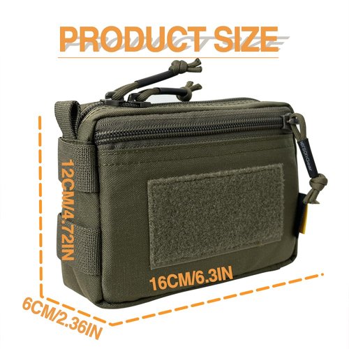 500D Nylon Tactical Molle Admin Pouch Plug-in Debris Waist Bag Tactical Vest Molle Expanding Equipment Bag Extra loadout Storage Pouch for Vest(Ranger Green)