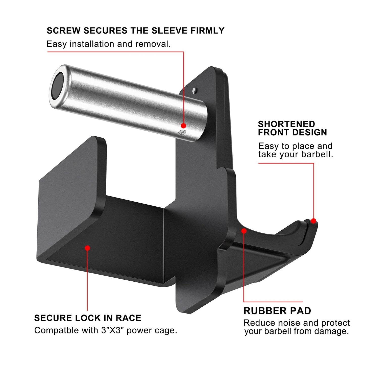 Kipika J-Hooks and Weight Plate Holder Set for 3" x 3" Power Rack with 5/8" or 1" Hole - Squat Rack Attachments for Strength Training and Weight Storage - Fits Olympic 2-inch weight plates.