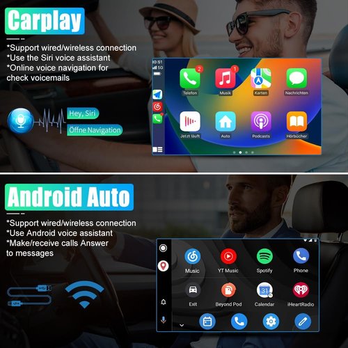 AWESAFE Android Car Stereo for Jeep Wrangler Radio 2007-2018 Chrysler Dodge Ram 1500 with Wireless Carplay, 7 Inch Touch Screen for Jeep Car Radio with WiFi GPS FM Radio + Backup Camera