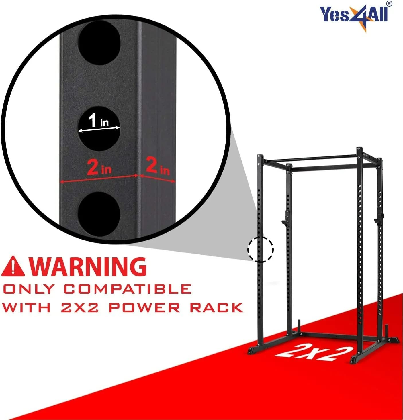 Yes4All Olympic Weight Plate Holder Attachment + Barbell Holder J-Hooks For Power Rack/Power Cage 2x2 Inches