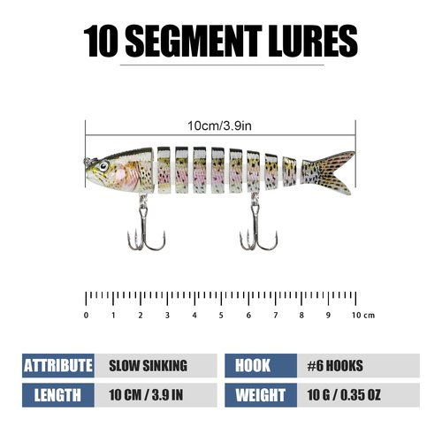 TRUSCEND Fishing Lures for Bass Trout Topwater Swimbaits for Segmented Multi Jointed Swim Baits Slow Sinking Swimming Bait for Freshwater Saltwater Gear Pike Lure Kit Gifts for Men