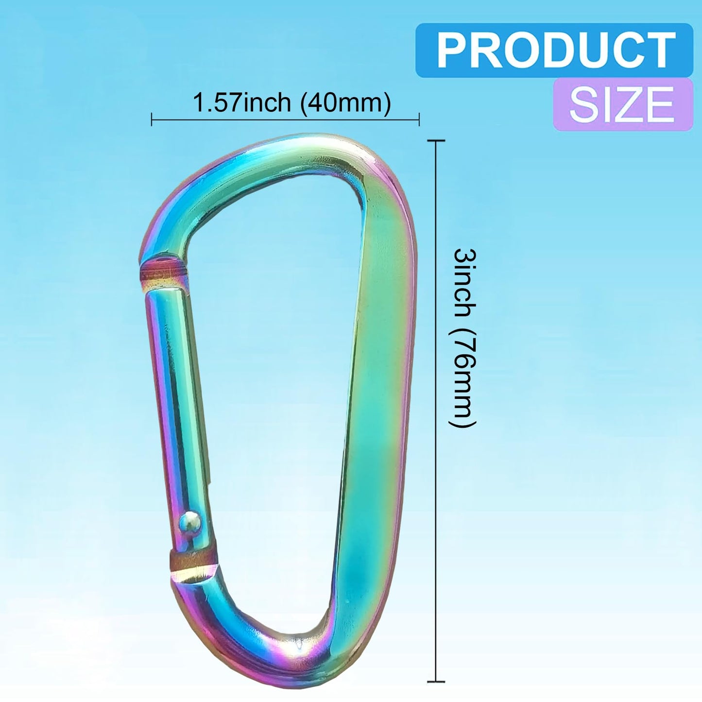 Cute Carabiner Clip, 3" Aluminum Alloy Caribeener D Ring, Spring Snap Hook for Keychain Clip(2pack Colorful)