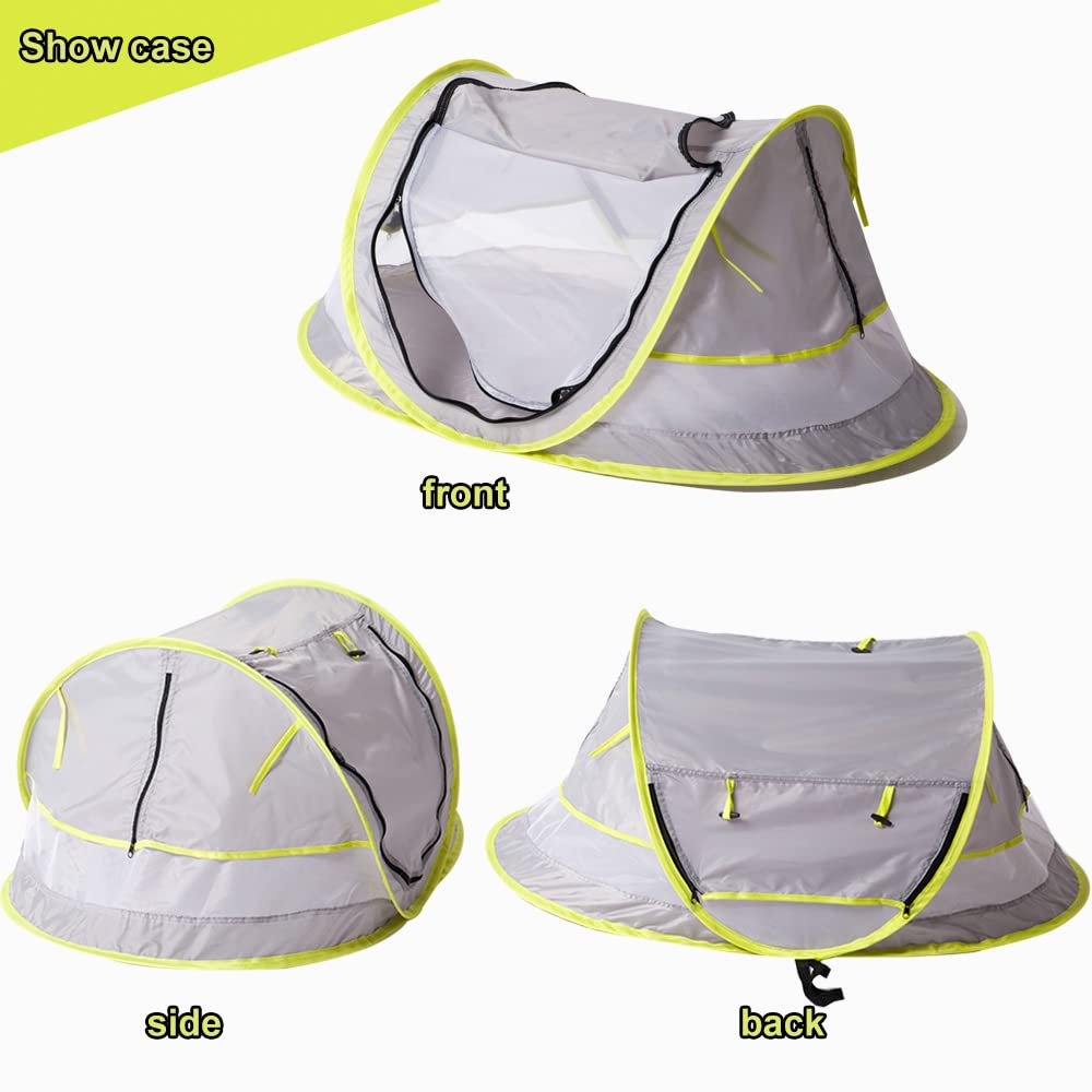 Baby Beach Pop Up Tent - UPF 50+ Sun Shade with Mosquito Net, Sun Shelter for Girls Boys, Beach Umbrella for Infant (Green)
