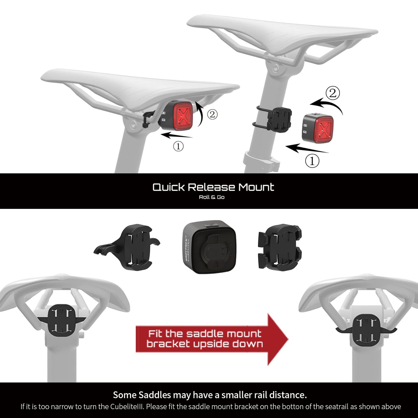 CUBELITE III Smart Bike Light,Ultra-high Visibility, Auto On/Off, Dual-Channel LED Automatic Brake-Sensing Taillight, USB Type-C Rechargeable Ultra-Long Standby, IPX6 Waterproof, 4 Lighting Modes.