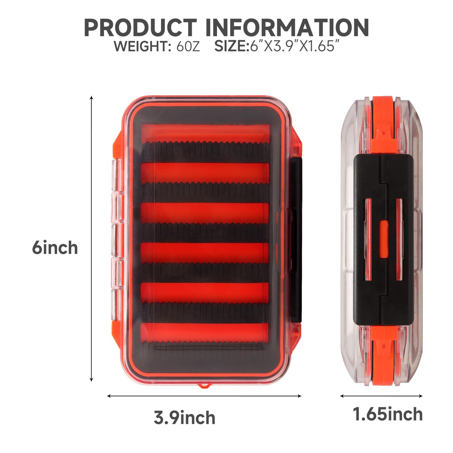 Fly Fishing Box Fly Boxes For Fly Fishing Trout Two-Sided Waterproof Lightweight Easy Grip Transparent Lid Fly Fshing Lures Box Foam Ice Jig Fly Box And Coil Springs Cord.