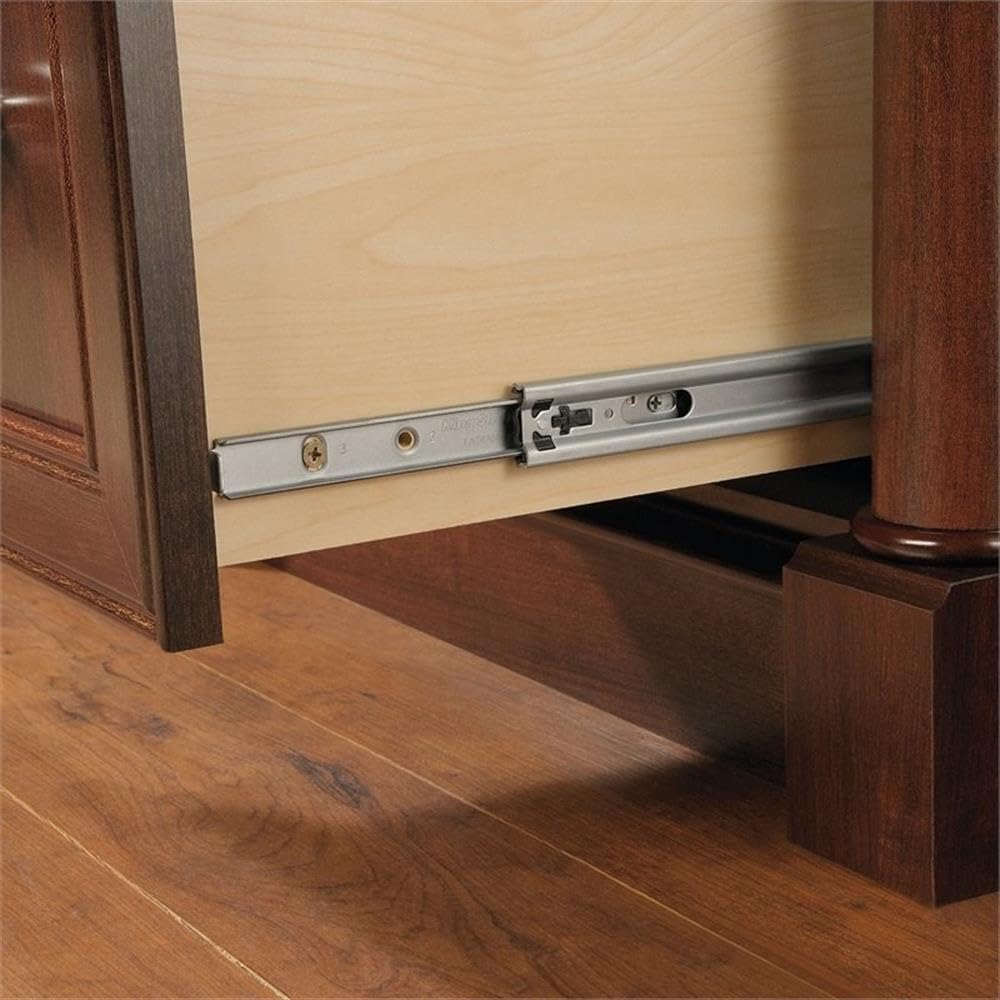 Pemberly Row Contemporary Wood Computer Desk with Hutch in Cherry