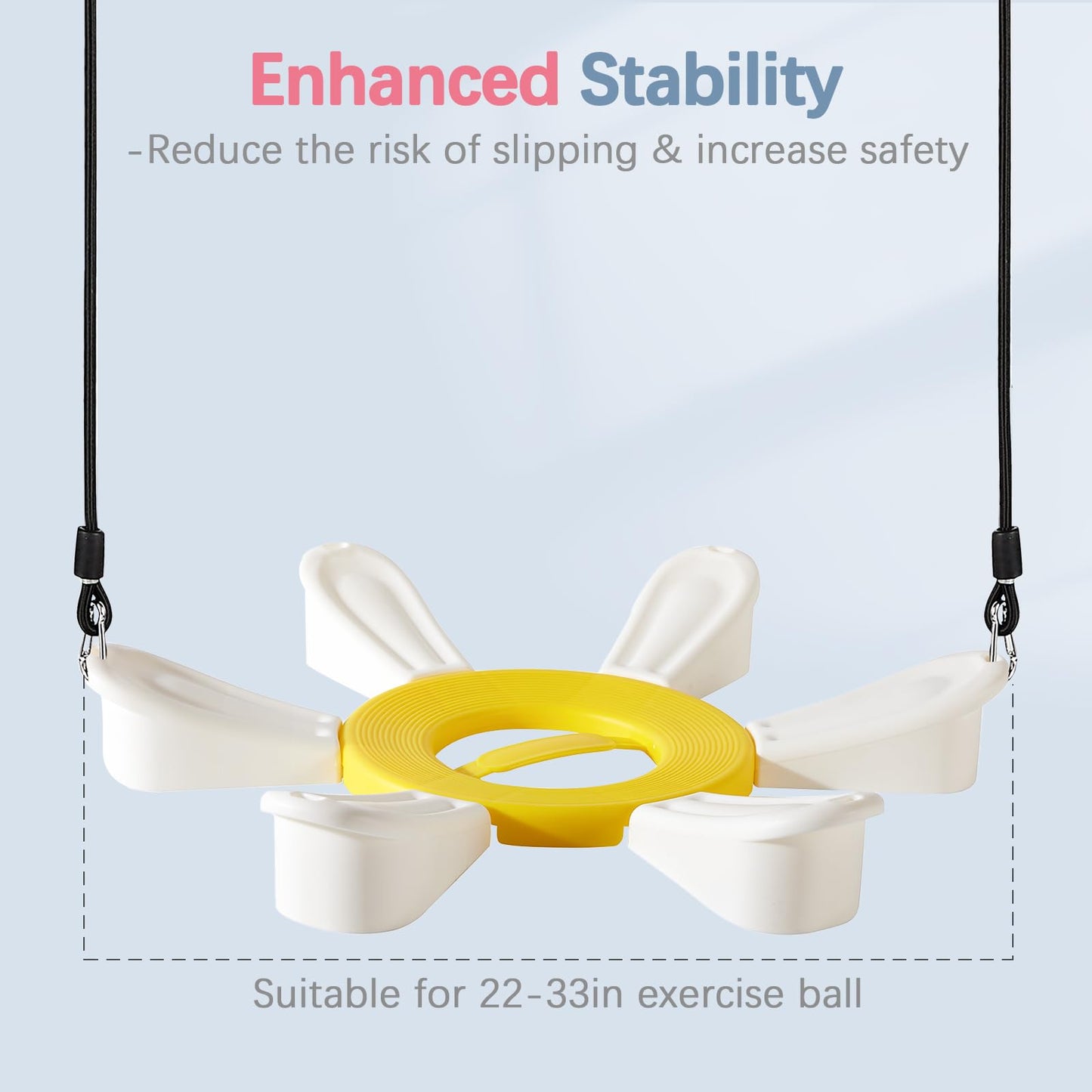 kisnbld Exercise Ball, Daisy Shaped Yoga Ball Base with Resistance Bands for Stability, Yoga, Balance & Preganancy, Anti-Burst Ball Chair for Office, Home & Gym(65cm/22in)