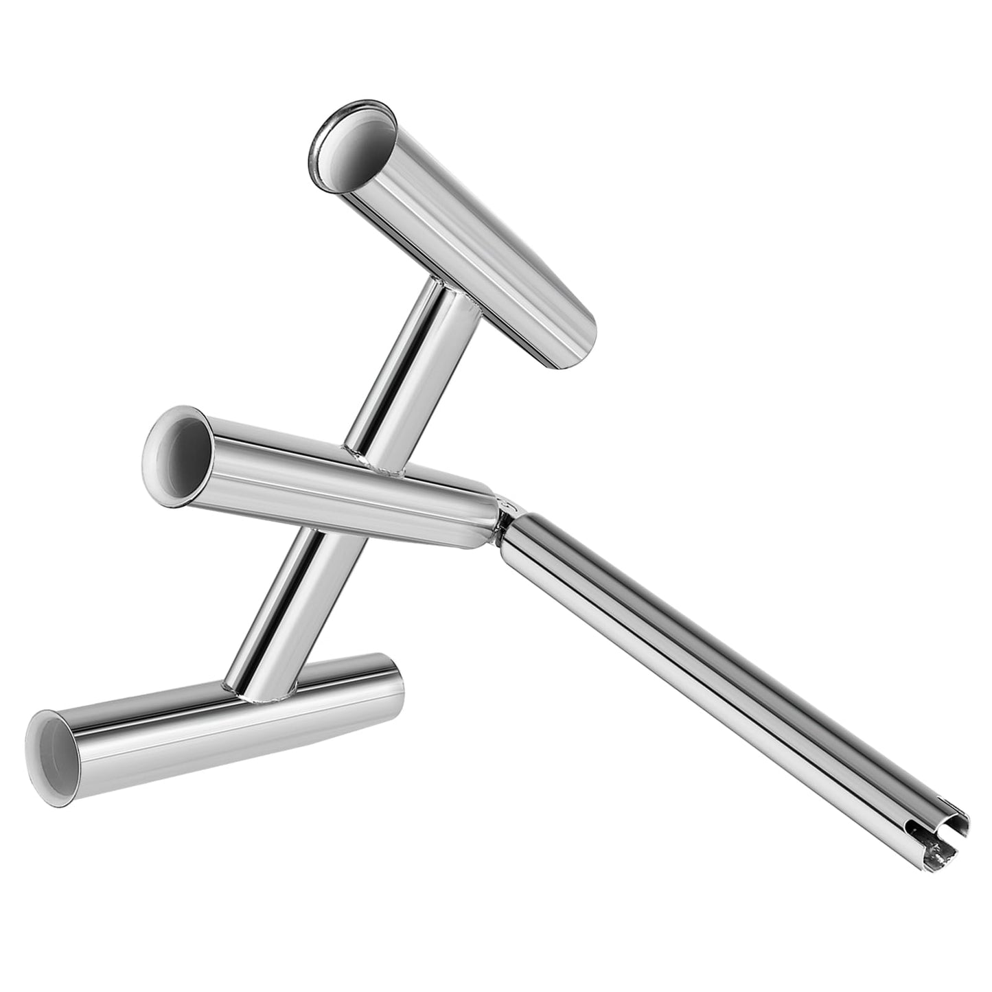 NovelBee 3 Tube Fishing Rod Holders,Polished Stainless Steel Trident Outrigger Stylish Rod Holder,Adjustable Kite Fishing Mount 3-Rod Holder