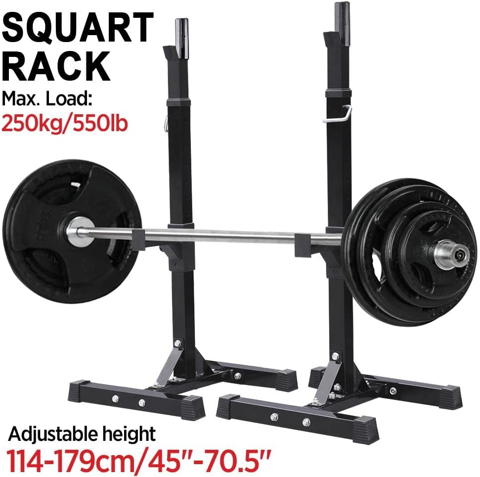 Yaheetech 45-71 Inch Adjustable Squat Rack and Bench Press Rack Portable Olympic Weight Stand Pair of Home Gym Squat Machine
