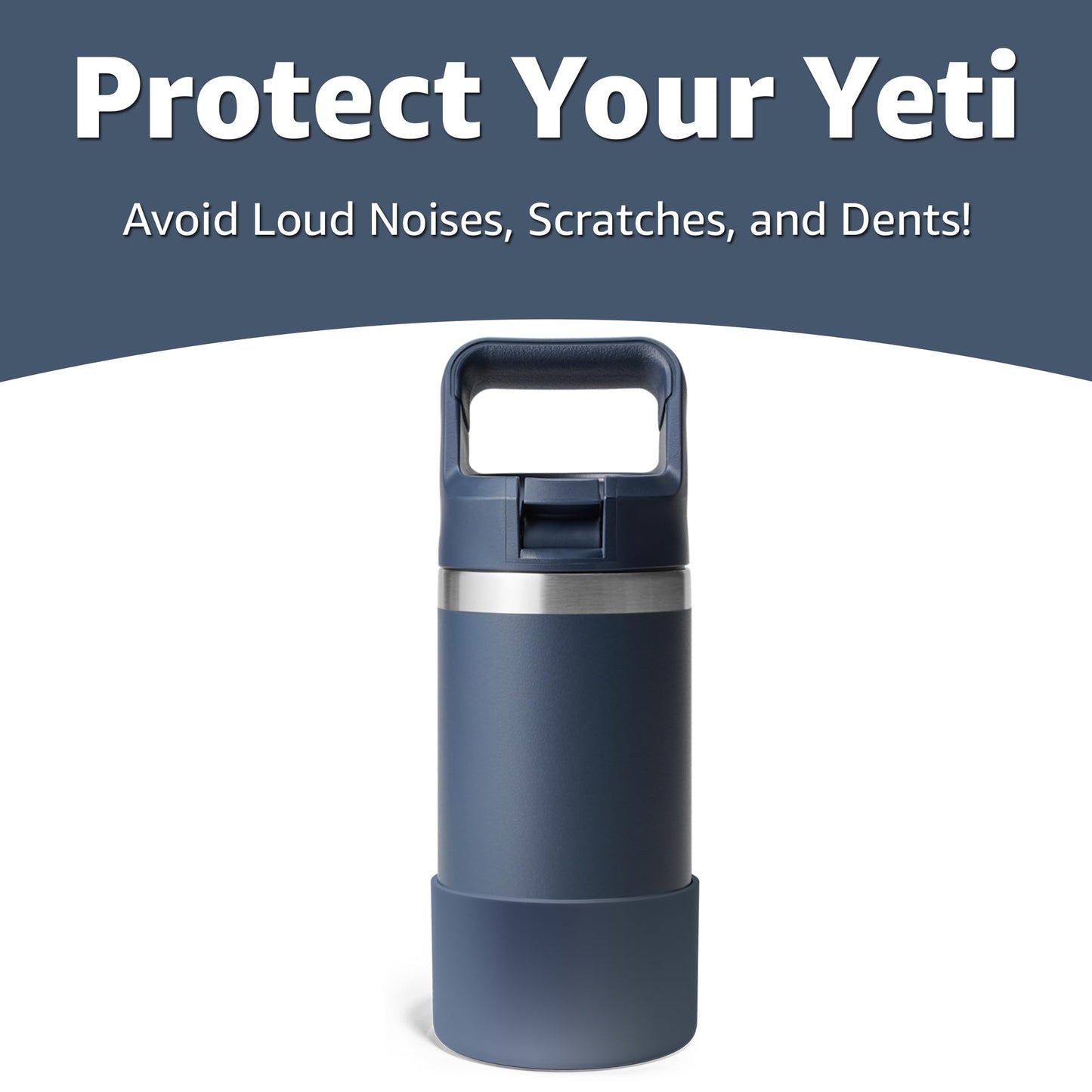 Jmoe USA Silicone Boot for Yeti Rambler Jr 12oz and 18oz Bottle | 2mm Sleeve | Anti-Slip Boot | Protector for the Bottom of your Bottle | Protects Against Damage | BPA Free Silicone (Navy)