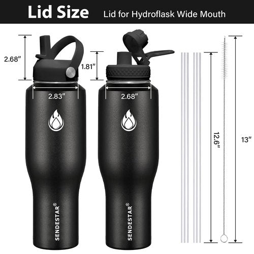 SENDESTAR Straw Lid for Hydroflask Wide Mouth Water Bottle with 12,16,18,20,24,32,40,64 oz, Auto Flip Straw Top Cap fit Most Wide Mouth Bottles, Sports Cap Water Bottle Accessories Top Replacement