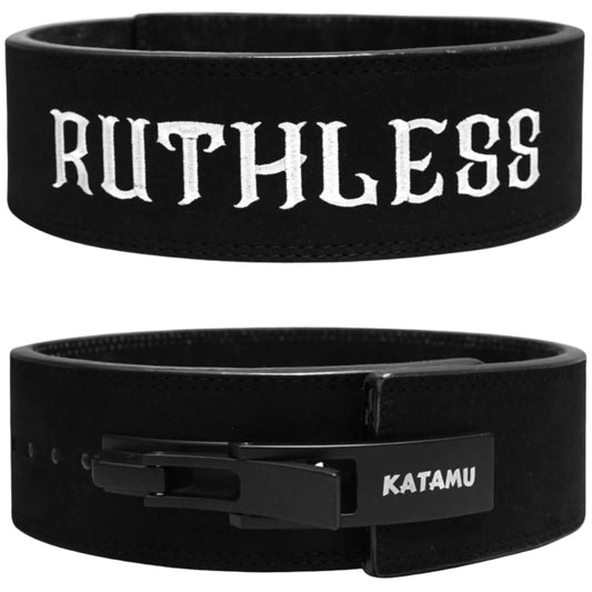 Katamu Ruthless Premium Weightlifting Belt - Lever Weightlifting Belt - Men and Womens Power Lifting Belt - Leather (Large)