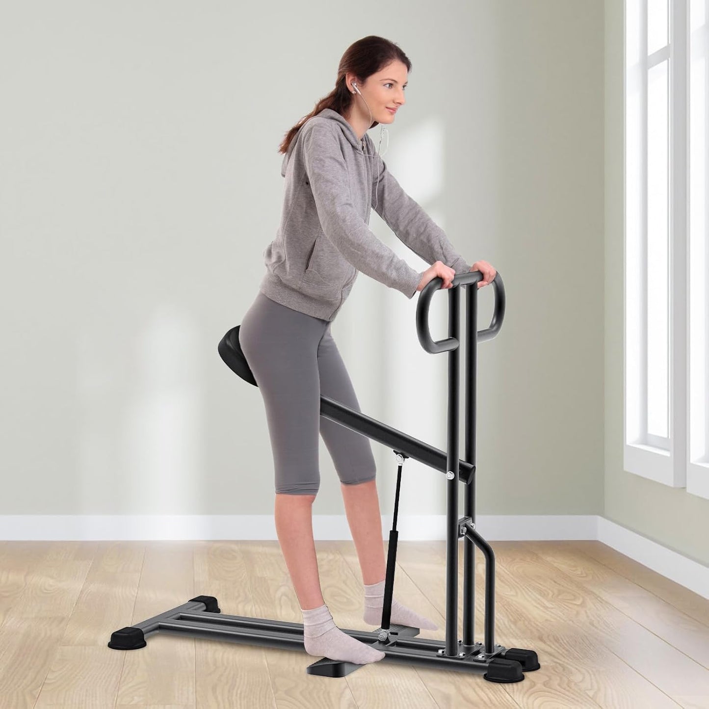 Kipika Squat Machine - Home Gym Workout Equipment for Total-Body Fitness - Low Impact Glute Leg Cardio Trainer with Ergonomic Multi-Grip Handle - 7 Position Seat Adjustment Durable Steel Construction