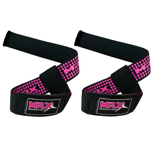 MRX Weight Lifting Bar Strap for Gym Workout Training Bodybuilding Deadlift Padded Straps Men/Women Black Pink
