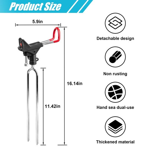 ReeMoo 2Pack Fishing Rod Holders - Bank & Ground Fishing Pole Holders, 360 Adjustable Universal Stand, Relax Your Hands