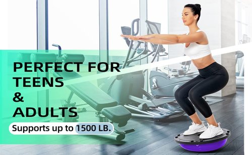 DrfzCa Balance Ball Trainer-Half Ball for Yoga with Resistance Band and Foot Pump, Improve Workout Half Balance Ball,Exercise Balance Ball for Stability Training and Home Gym
