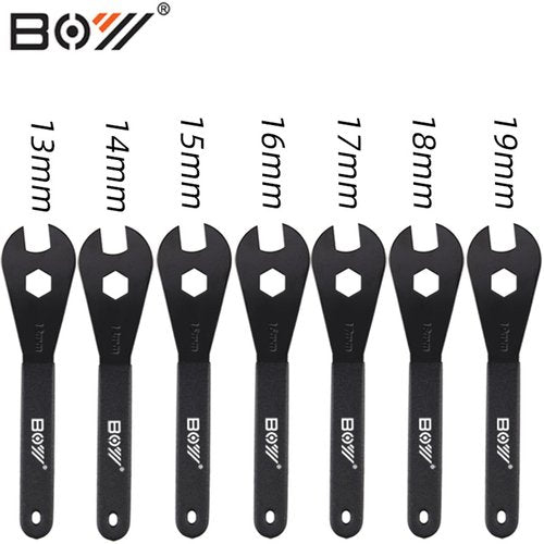 KMRDND Bike Cone Wrench Set Tool, Bicycle Wheel Hub Axle Nut Installer Remover Cycling Wrench (Wrench13-14-15-16-17-18-19mm)