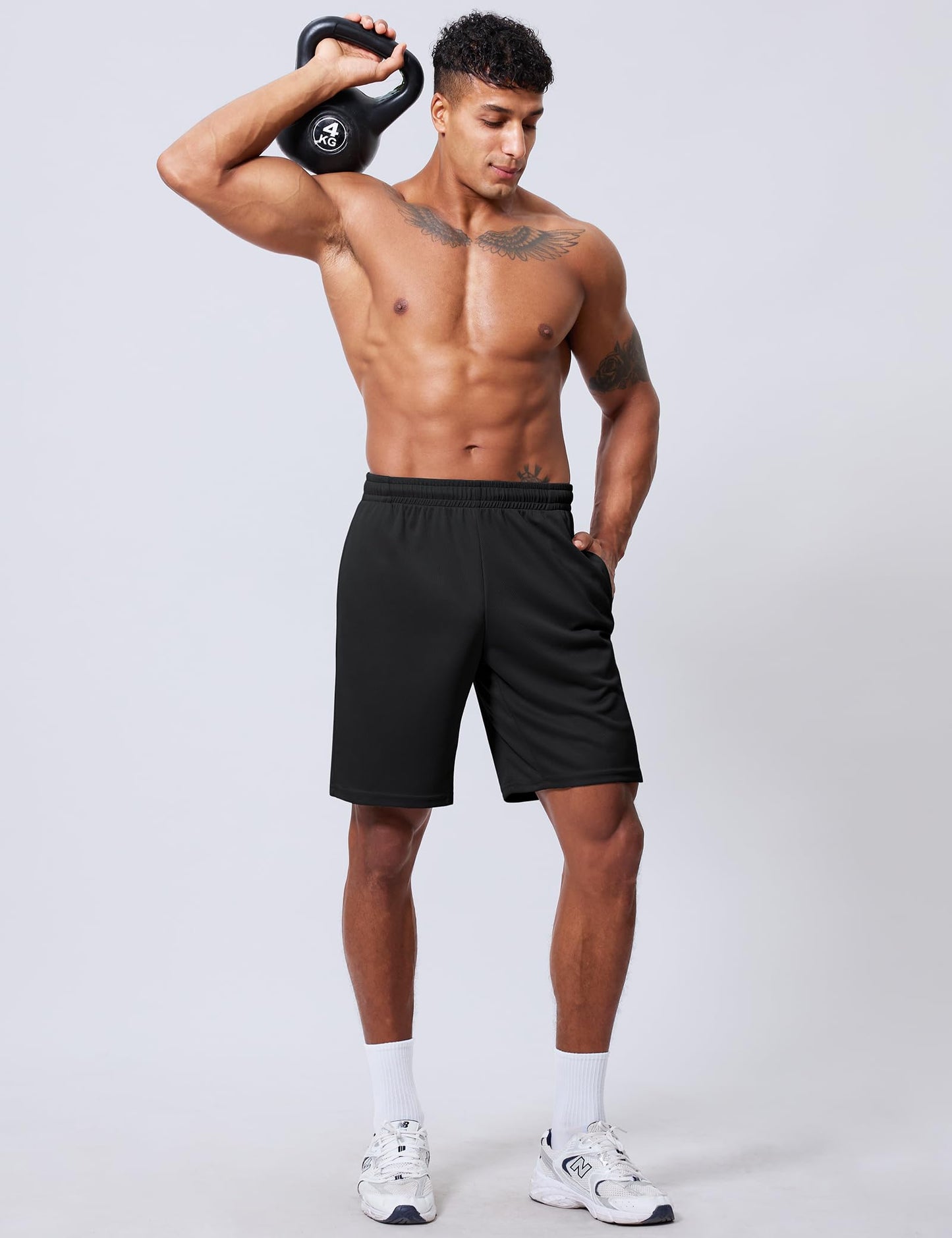 Vlynor Men's Athletic Shorts 9 Inch Inseam - Quick Dry Mesh Basketball Shorts Men, Lightweight Mens Gym Running Shorts with Pockets (Black, Small)