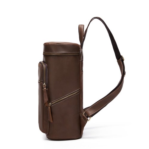 Overdo Retro Genuine Leather Backpack, Men's Fashionable Travel Bag And Camping, Practical Men's Travel (Brow)