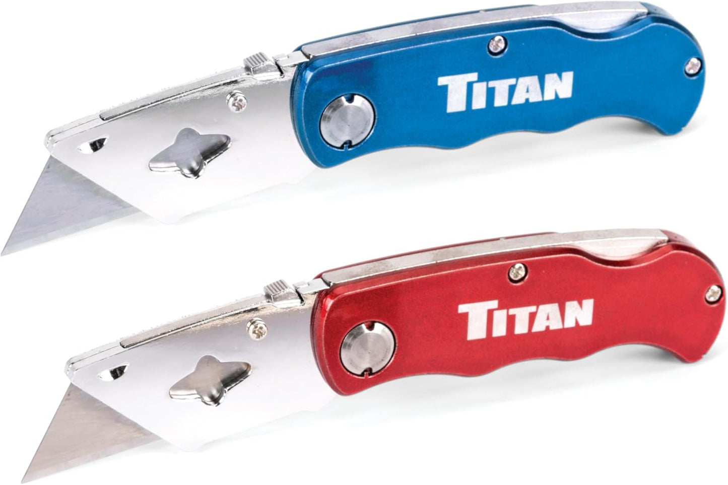 Titan 11020 Folding Pocket Utility Knife (Twin Pack - Red/Blue)