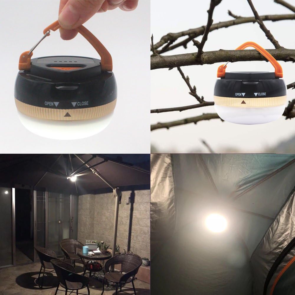 2 Pack LED Lantern Portable Camping Lights Outdoor Tent Light Hanging Camping Lamp with 5 Modes, Restractable Hook for Adults and Kids