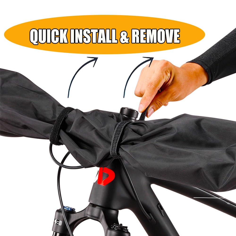AUDIFU Bike Handlebar Cover Waterproof Bicycle Handlebar Protective Cover Handlebar Hood Fits Straight Handlebar - Moutain Bike Rain UV Protection