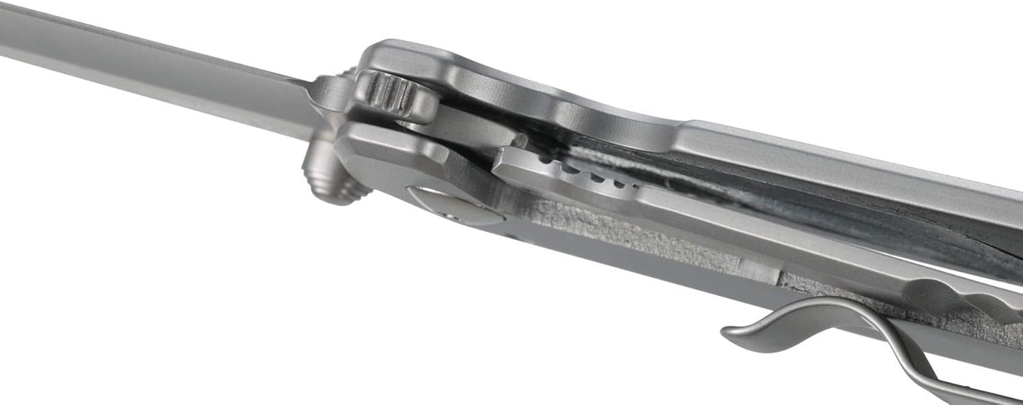 CRKT Squid Everyday Carry EDC Pocket Folding Knife with Frame Lock: Stainless Steel Plain Edge Blade, Stainless Steel Handle, Pocket Clip, 2490KS