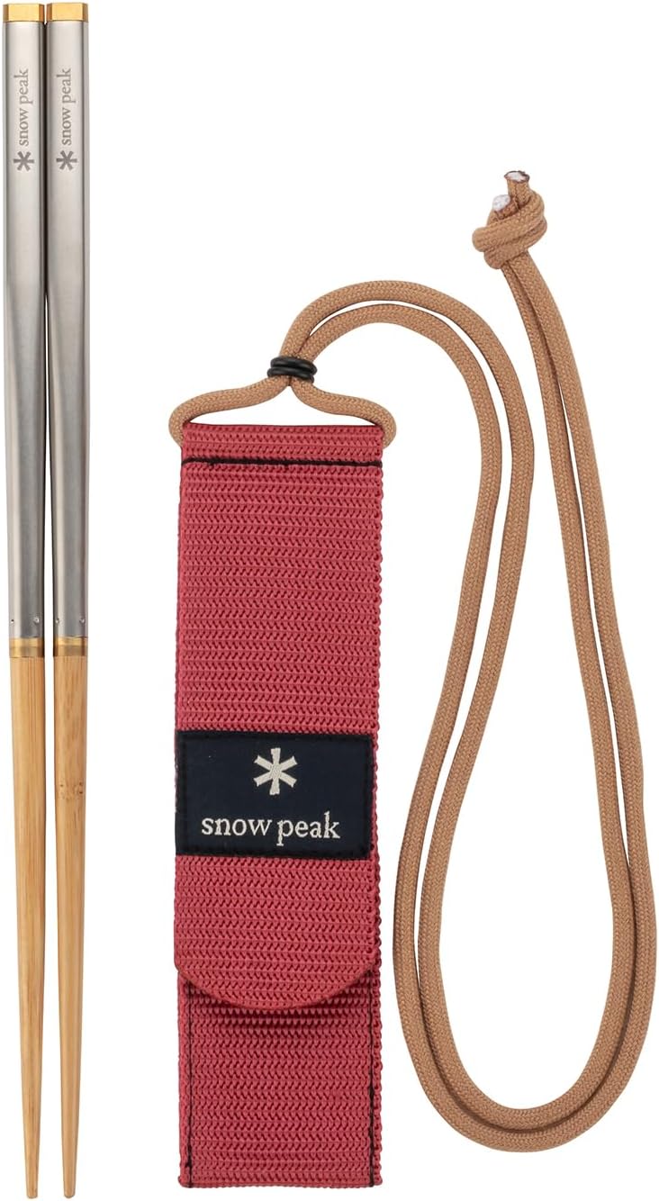 Snow Peak Wabuki Chopsticks - Collapsible Stainless Steel Chopsticks with Case - Reusable Utensils Perfect for Camping & Travel - L