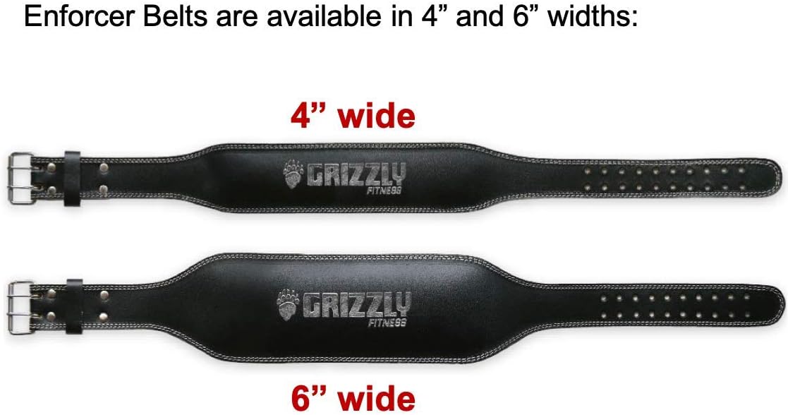 Grizzly Fitness Enforcer Padded Genuine Leather Weightlifting Belt-4" | Suede Lining | Padded for Extra Comfort | Used by Pros | Won't Dig into Hips or Back | Training Belt for Improved Biomechanics