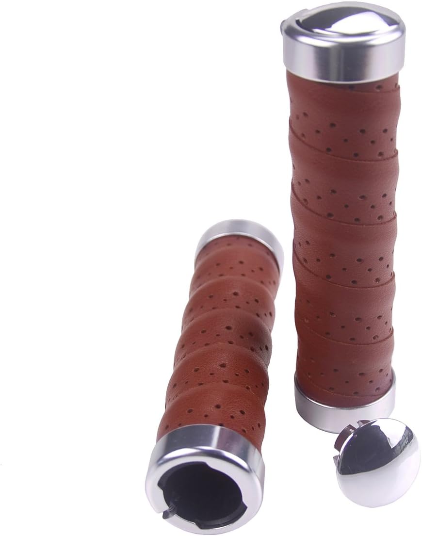KINGOU Ergonomic Design Leather Handlebar Grip for Bicycle/Fixed Gear/Mountain/Folding Bike Double Lock-on Bar Grip …