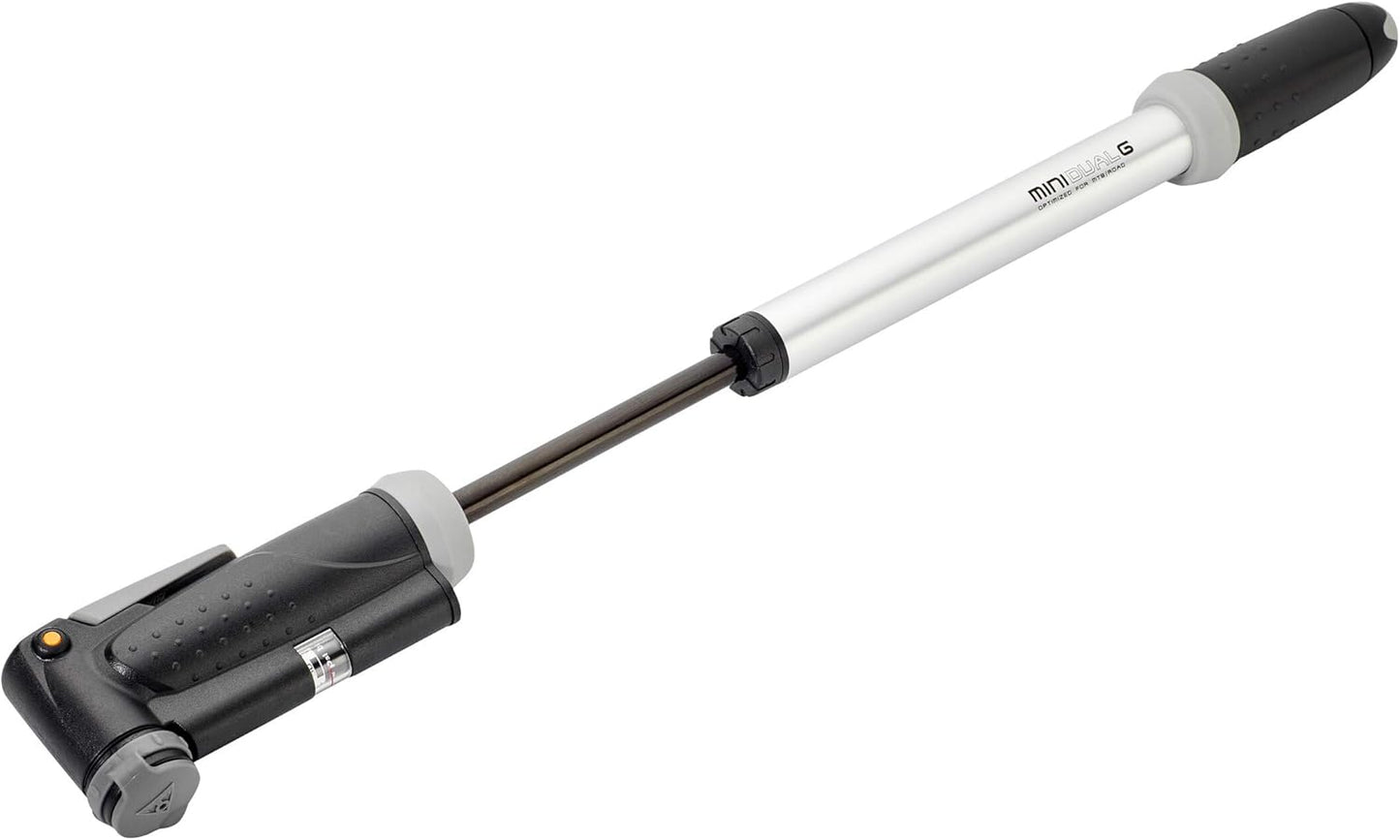 Topeak Mini Dual G Bike Pump with Gauge, Silver, 10.8” x 1.5” x 0.7”