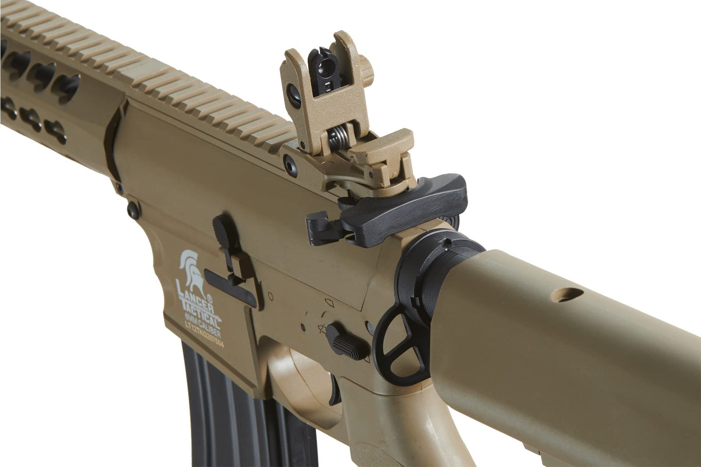 Lancer Tactical Gen 2 M4 Evo Nylon Polymer AEG Rifle with Mid Magazine- Battery, Charger, 1000 Rounds 0.20g BBS Included (Tan)