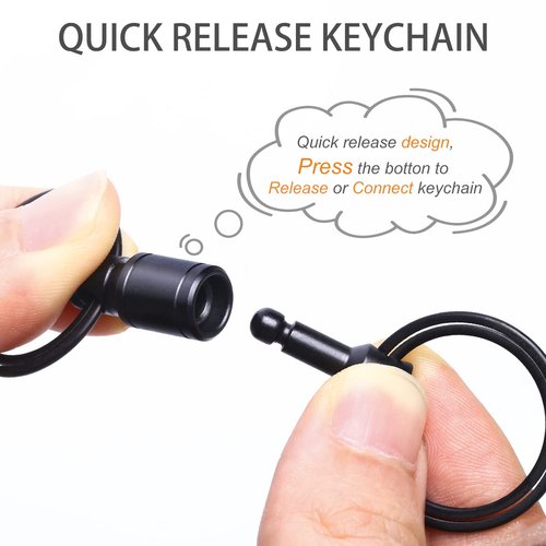 Autuveen Quick Release Detachable Keychain,Titanium Dual Pull Apart Key Rings Connector,Black EDC Swivel Carabiner Key Chain