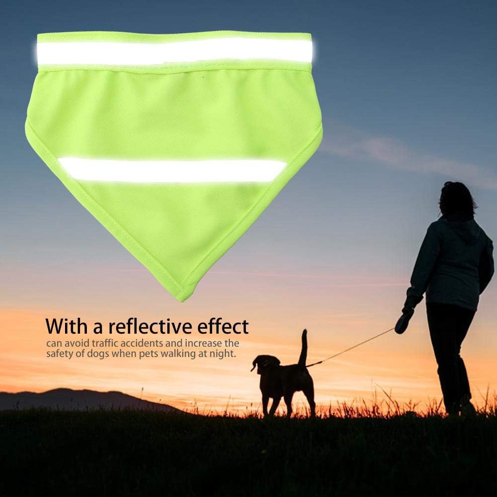 1pcs/Set Pet Bandanas Safety Reflective Strip Night Collar Medium & Small Dogs Puppy Triangle Scarf Bib Neckerchief(M-Fluorescent Yellow)