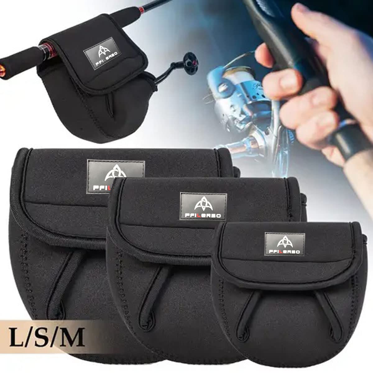 PFILERSO 3Pcs Fishing Spinning Reel Covers Bag Baitcasting Trolling Fishing Reel Protective Case Pouch Sleeve Gloves Fishing Bags Fits 1000-8000 Series Reel 3Size (3Pack 3szie)