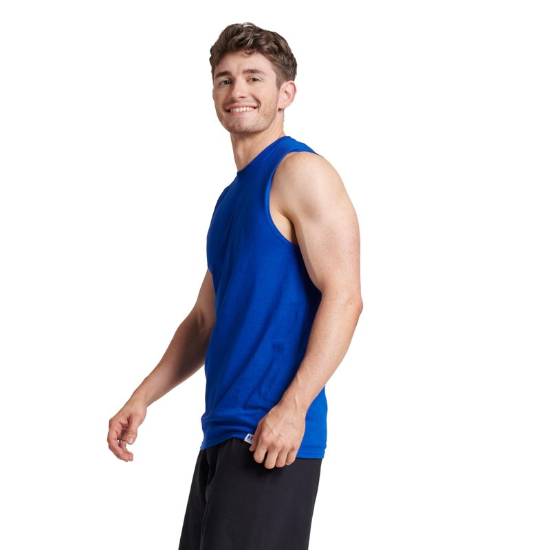 Russell Athletic Men's Cotton Performance Sleeveless Muscle T-Shirt,Royal,X-Large