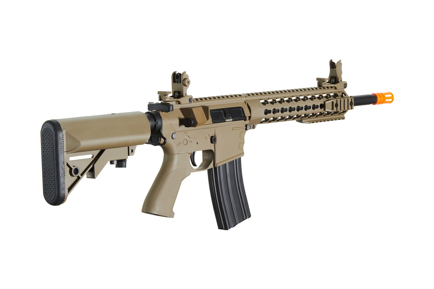 Lancer Tactical Gen 2 M4 Evo Nylon Polymer AEG Rifle with Mid Magazine- Battery, Charger, 1000 Rounds 0.20g BBS Included (Tan)