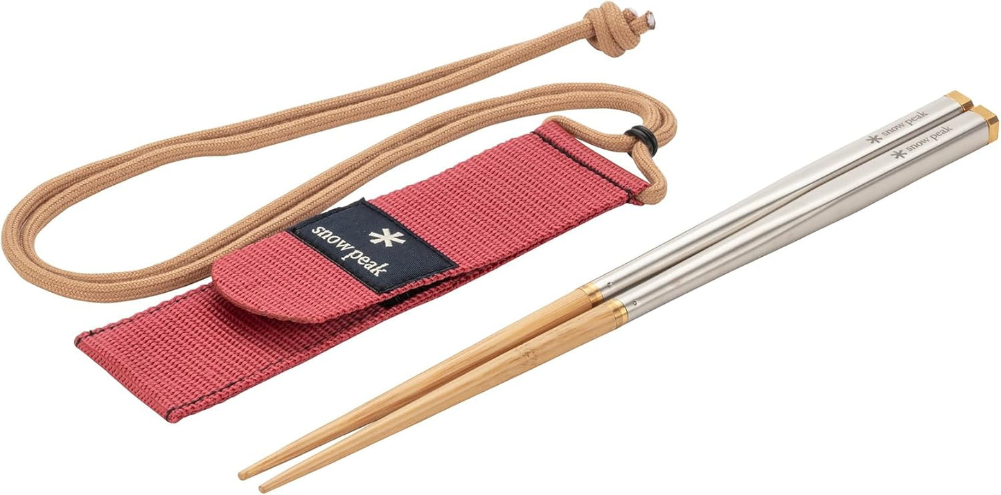 Snow Peak Wabuki Chopsticks - Collapsible Stainless Steel Chopsticks with Case - Reusable Utensils Perfect for Camping & Travel - L