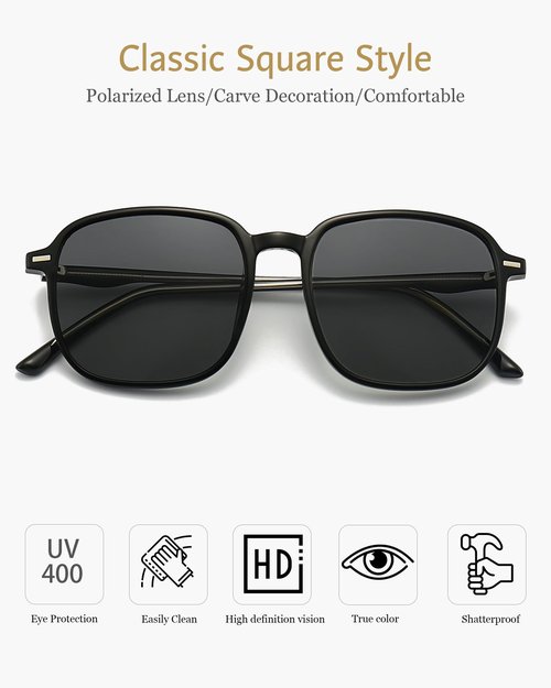 ANRRI Retro Square Sunglasses for Women Lightweight Fashion Shades for Men 100% UV Protection