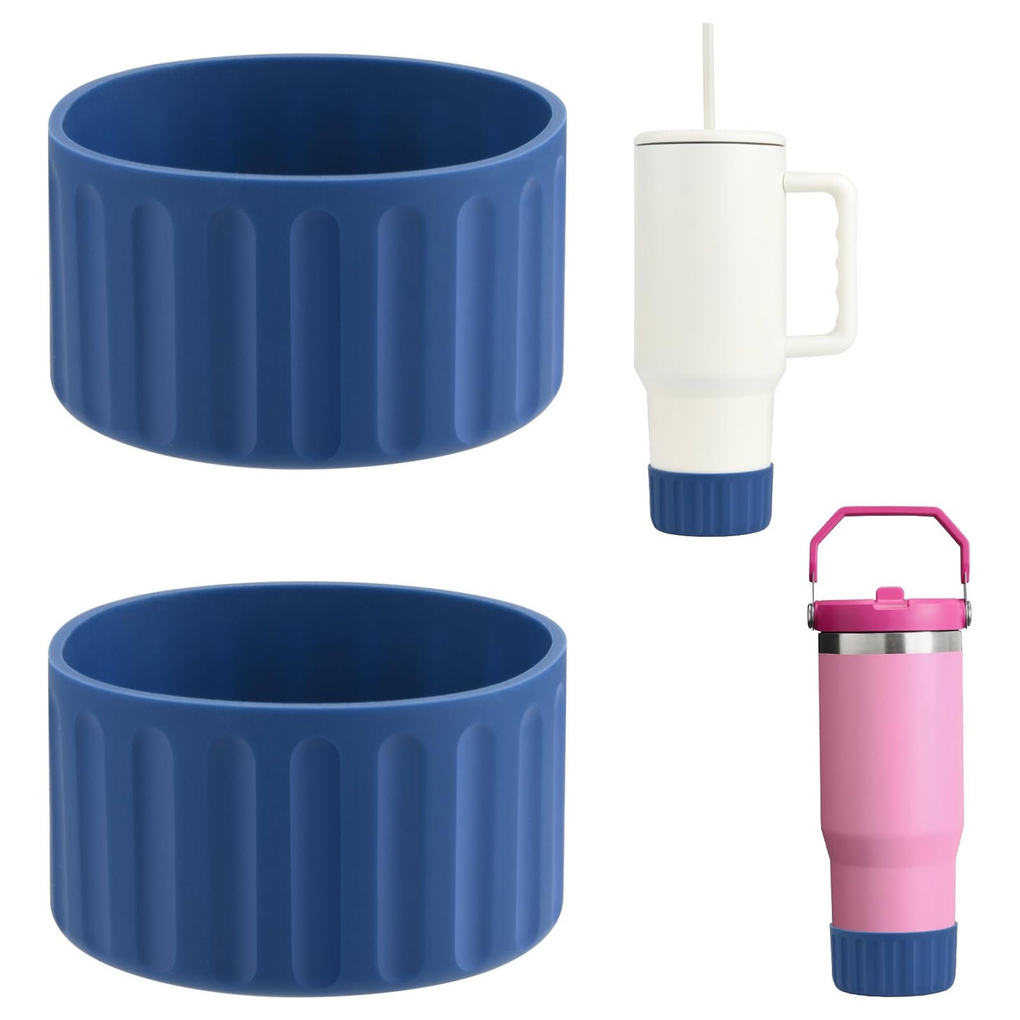 2 Pcs Protective Silicone Boot, Compatible with Stanley Tumbler for Quencher Adenture 30-40 oz & for IceFlow 20-30 oz, Anti-Slip Water Bottle Bottom Sleeve Cover, Reduces Noise & Scratches