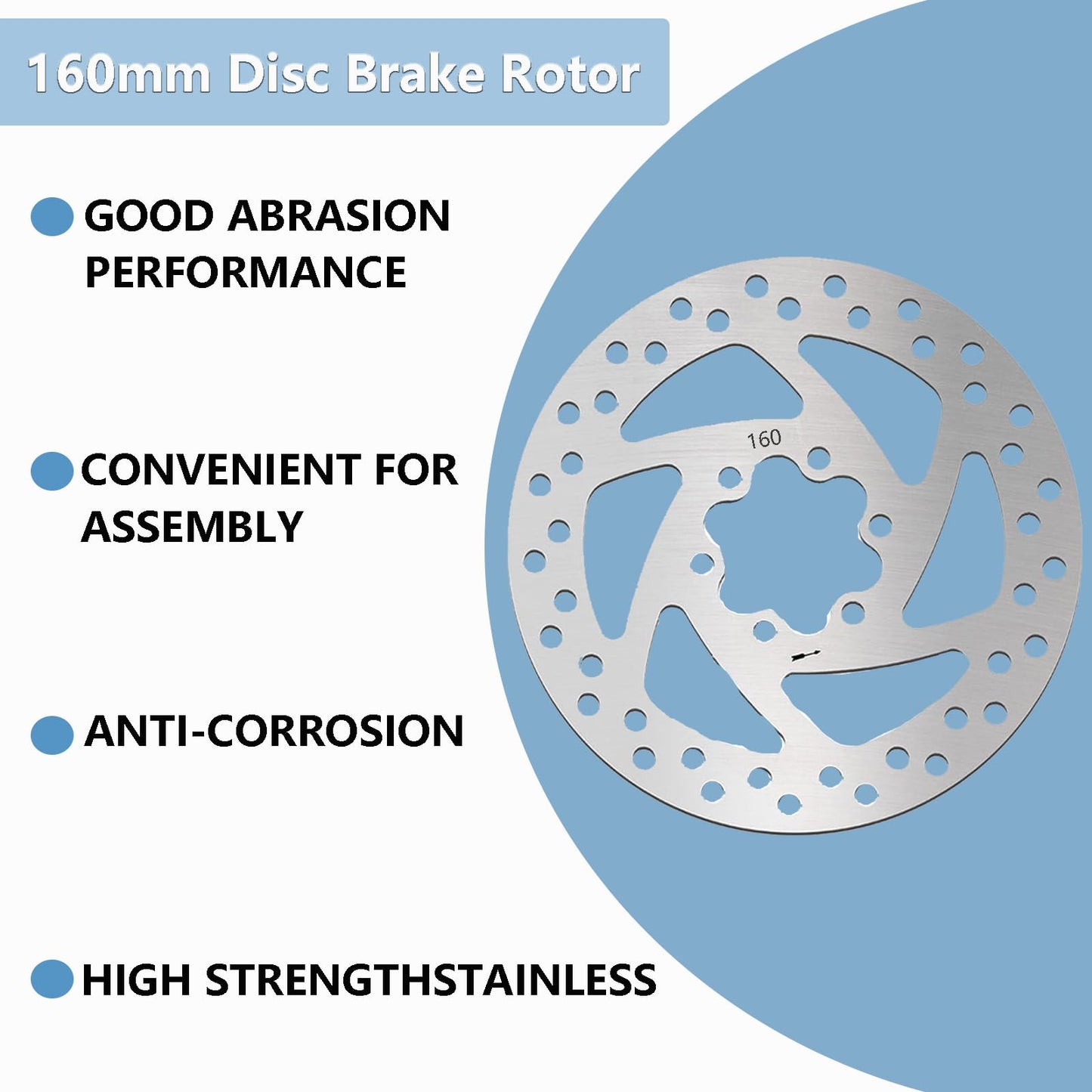 160mm Stainless Steel Disc Brake Rotor, Essential Bicycle Braking Component and Accessory