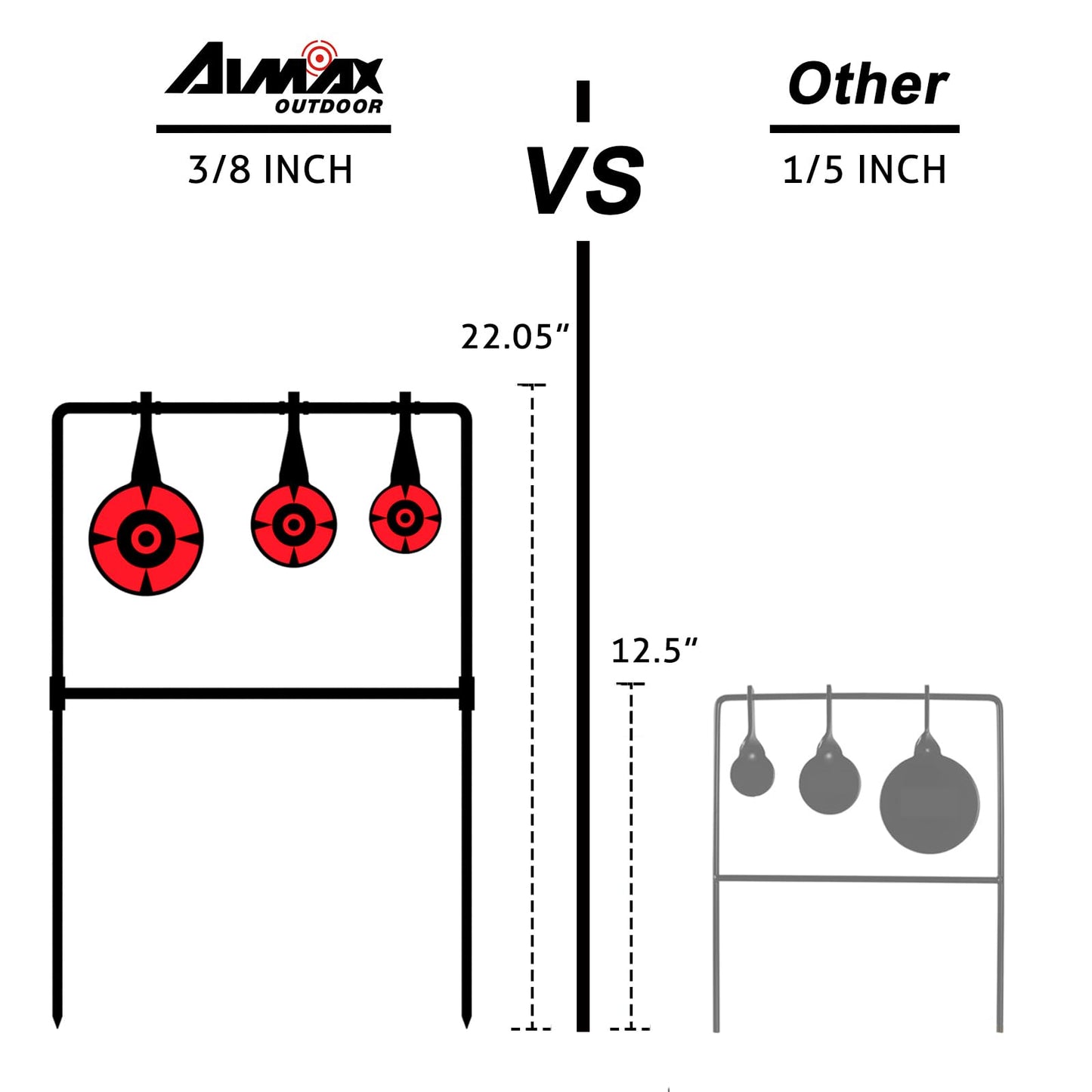 AIMAX OUTDOOR 3/8'' Thick Metal High Caliber Spinner Target, Heavy Metal Spinner Auto Reset Steel Target for Centerfire Handguns Up to .44 Magnum Outdoor Target Shooting Range