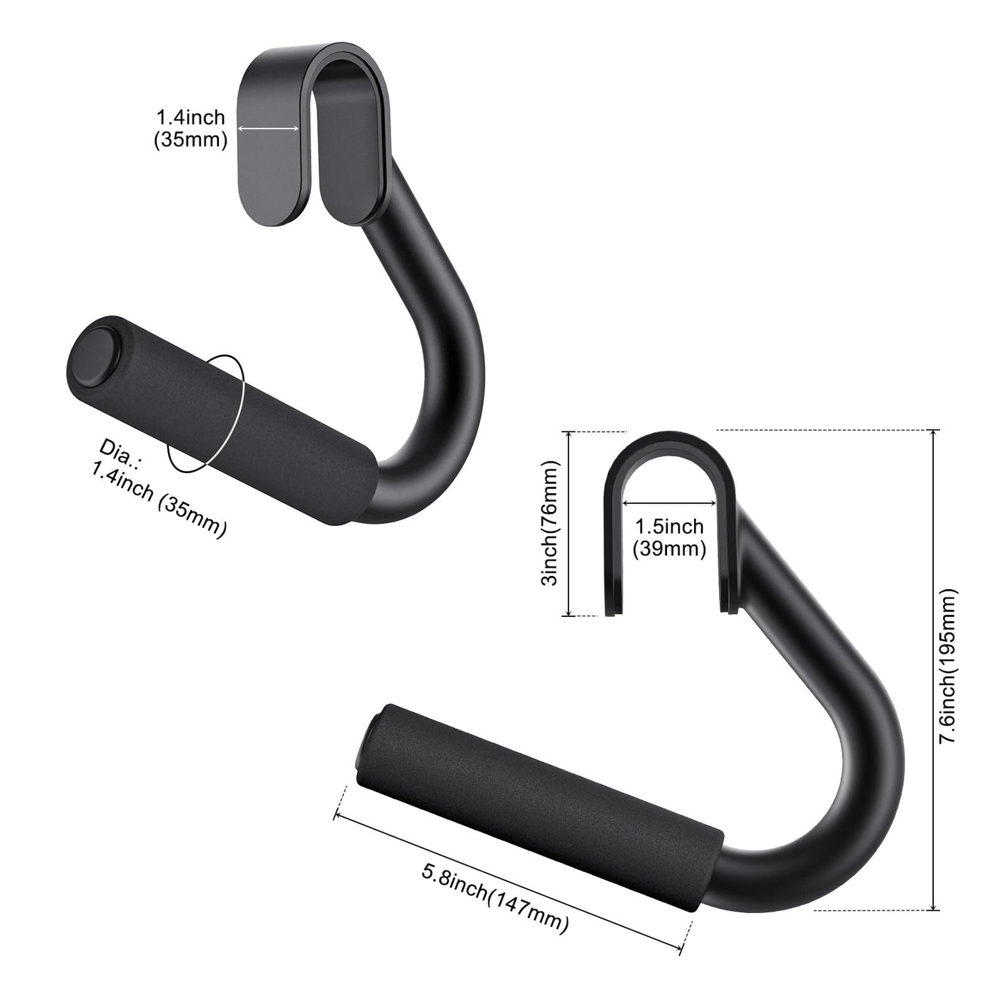Kipika Pull Up Resistance Bands Handles - Non-Slip Foam Grip Handle Attachment for Pull-Up Bars, Barbells and Resistance Bands - Heavy Duty Stretch Attachment Handles for Home Gym Workouts, 1 Pair